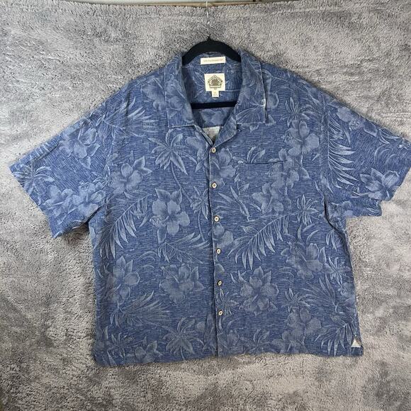 Paradise Collection Shirt Men XXL Classic Fit Hawaiian Palm Trees Rayon Blue - Picture 1 of 6